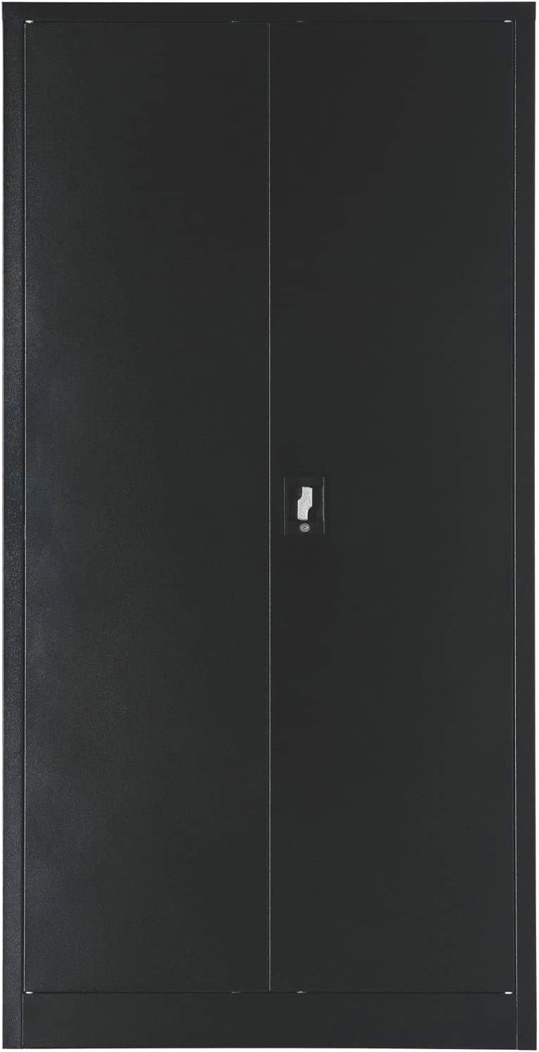 Global Industrial Combination Storage Cabinet with Locking Recessed Handle, 300 Lbs Shelf Capacity, Steel, 36" W x 18" D x 72" H, Black, Assembly Required