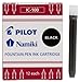 Pilot Metropolitan Collection Fountain Pen, Black Barrel, Classic Design, Medium Nib, Black Ink (91107) + 12 Pack of Ink Refills
