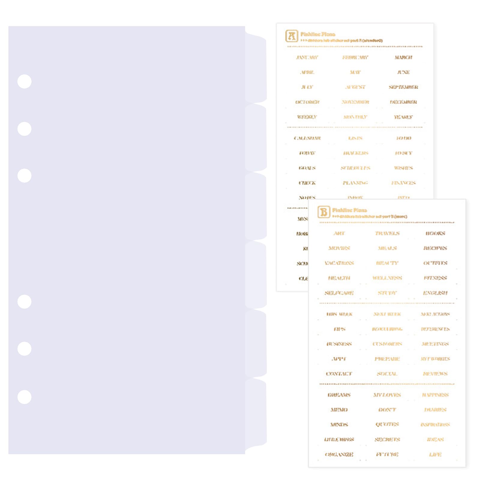 Dy.2Ten 6 Fogli Trasparente Bianco Divisori Raccoglitori Ad Anelli A6,6 Fori Plastica Divisorio Pagina Indice Tab,Per A6 Quaderni Ad Anelli, Per Scuola O Ufficio(17Cm X 9.4Cm)-image