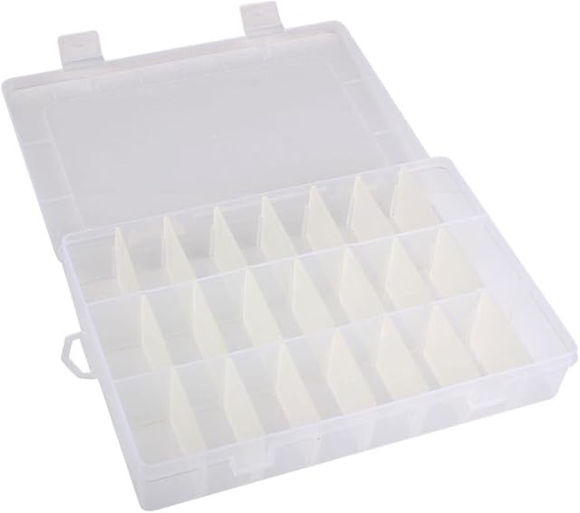 hunpta Adjustable 24 Compartment Plastic Storage Box Jewelry Earring Case (Clear)