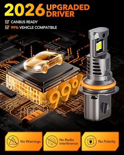 Image of OXILAM 9007 LED Light Bulbs, 1500% Ultra-Brightness, 3-Min Plug-N-Play HB5 Bulb Replacement, 20-Year Lifespan, No Flicker, 99% Compatible, Pack of 2