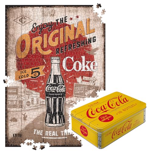 Nostalgic-Art Puzzle rétro 1000 pièces 68 x 48 cm Coca-Cola - Highway 66 Logo - Idée cadeau pour les fans de Coke - Produit original sous licence (OLP) pour...