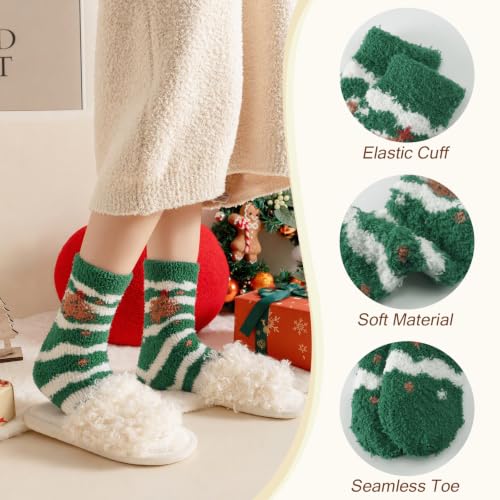 Trifabricy Fuzzy Socks, 5 Pairs Cute Chirstmas Fuzzy Socks for Women Gifts - image 4