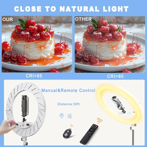 Image of Ring Light 18 inch with Stand, 55w 6700K LED Light,63 inch Tripod,Multi-Angle Adjustable Phone Stand, for iPhone and Android Phones, CRI95, Suitable for YouTube, TikTok, Selfies (White, 18 inch)