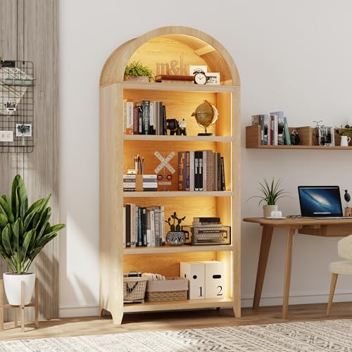 Gurexl 175 CM Curva Vitrina con LED luz y...
