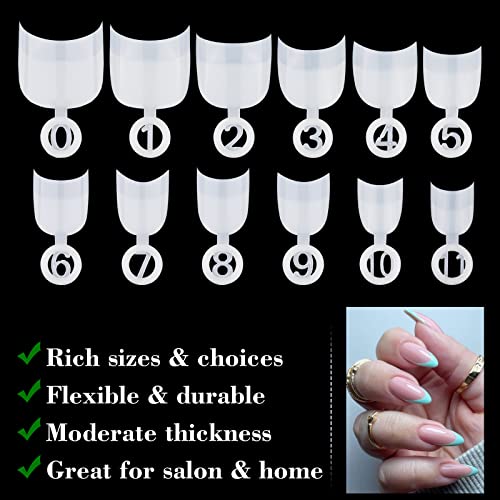 MWOOT 600Pcs Oval Short False Nail Art Tips Set, Half Cover French Acrylic Fake - Image 3