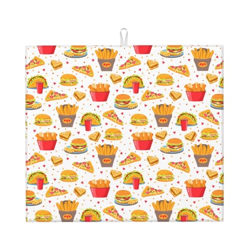 キッチンカウンター用食器乾燥マット 洗濯可能 速乾 水切りマット 吸収性 マイクロファイバー カウンタートップパッド コーヒーメーカー ファーストフード用 16x18インチ