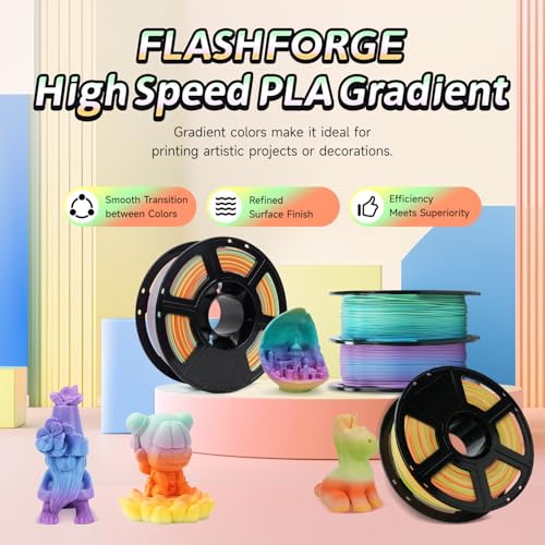 Image of FLASHFORGE Rapid PLA Gradient Rainbow Filament Summer Reverie, Transform Colors Smoothly & Fast, High Speed PLA 3D Printer Filament, Experience Exceptional Performance with 500mm /s Fast Printing