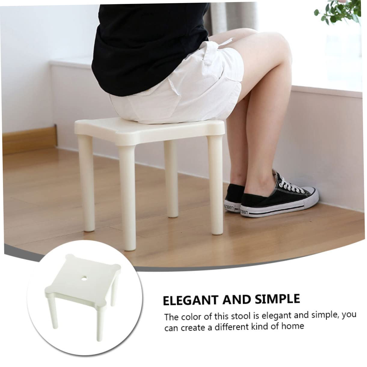 KICHOUSE Portable Thick Plastic Stool Anti-Slip Frosted Design Sturdy Children's Low Chair Ideal for and Girls