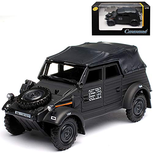Cararama Volkwagen Kübelwagen Typ 82 mit Dach Grau Wehrmacht Deutschland 2. Weltkrieg 1/43 Modell Auto