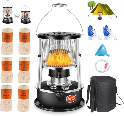 Height-Adjustable Non-Electric Indoor Kerosene Heater – Emergency Power Outage Solution with Glass Chimney, Ideal for Boats, Yachts, Camping &amp; Hiking (Green)