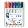 STAEDTLER Whiteboard Marker Lumocolor, trocken und rückstandsfrei abwischbar, Keilspitze ca. 2 oder 5 mm, hohe Qualität Made in Germany, Set mit 6 Farben, 351 B WP6