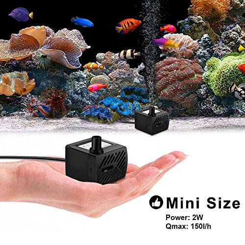 Mini-Tauchwasserpumpe Ultra Quiet mit 6Ft Stromkabel für Aquarien, Fischbecken, Wave Maker Pumpe, Teich, Brunnen, Hydroponics