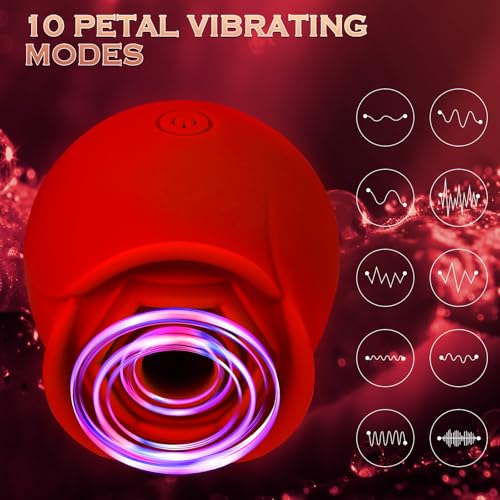 Image of App Controlled Rose Toy Clitoral Stimulator, Suction & Vibration Bluetooth Vibrator, Rechargeable Silicone Personal Massager for Women, Magnetic Charging, Storage Pouch Included