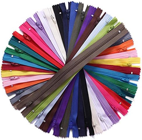 JIUZHU 50pcs 14 Inch (35cm) Zippers 14 Inches Nylon Coil Zipper Bulk for Sewing Crafts Tailor Bags 25 Colors