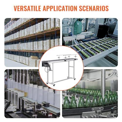 image for VEVOR PVC Belt Conveyor 59″x 7.8″, Electric PVC Conveyor 110V Adju
