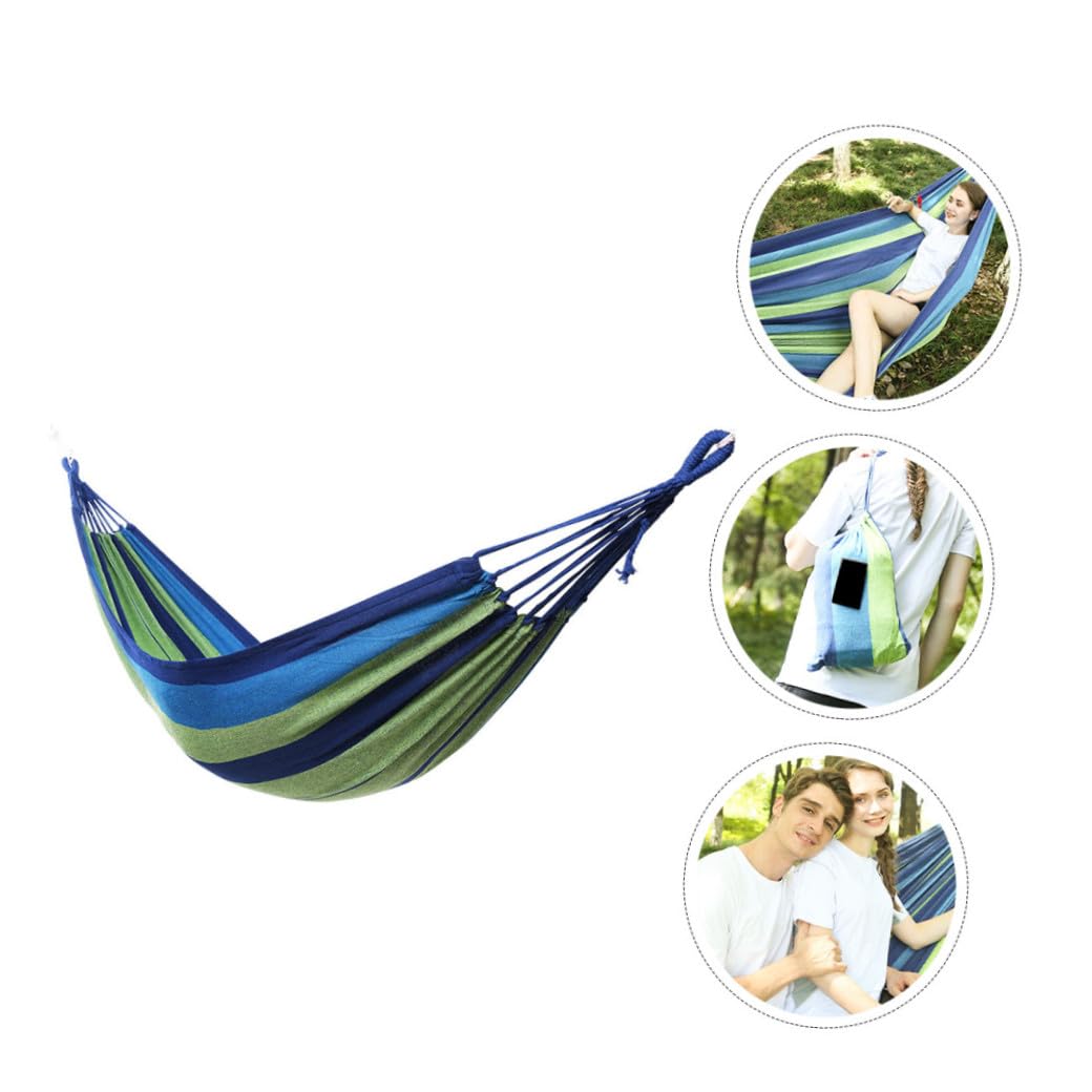 Hamac Double Portable en Toile Bleu, Léger, Facile à Installer