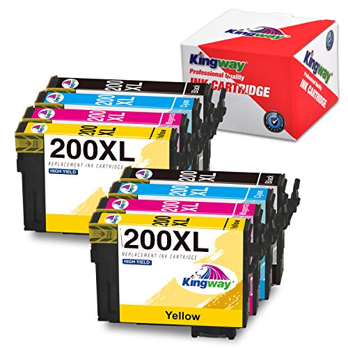 Get Cheap Price Kingway Remanufactured Ink Cartridge Replacement for Epson 200XL 200 XL T200XL Ink for XP-200 XP-300 XP-310 XP-400 WF-2520 WF-2530 WF-2540 Printer (2BK, 2C, 2M, 2Y) 8-Pack