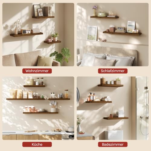 WOLTU Wandregal, Schweberegal Vintage Braun, 110x22.9x3.8cm, MDF 1er – Ansicht 8