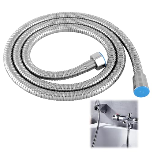 Lethra Duschschlauch 1m Edelstahl Brauseschlauch Universal G1/2 Anschluss knickfest & auslaufsicher flexibler Metall - für Dusche & Badewanne