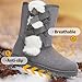 Eydram Women Winter Boots Fur Lined Fashion Mid Calf Boots for Women Warm Fuzzy Boots Comfortable Black Womens Snow Boots with Bowknot(Grey US7)