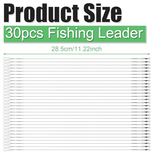 30 piezas líderes de pesca, cable de acero inoxidable 11.22 pulg con giro miniatura 2