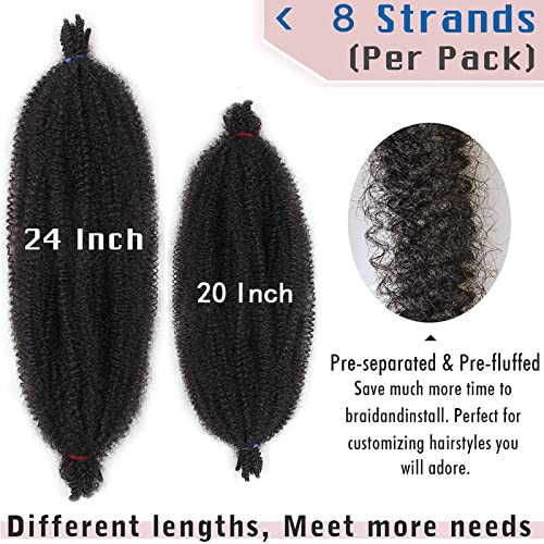 20 Inch Pre-Separated Springy Afro Twist Hair 8 Packs Spring Twist Hair For Distressed Soft Locs Natural Black Marley Twist Braiding Hair Synthetic Hair Extension For Black Women (8 Strands/Pack,1B#) #TOP3