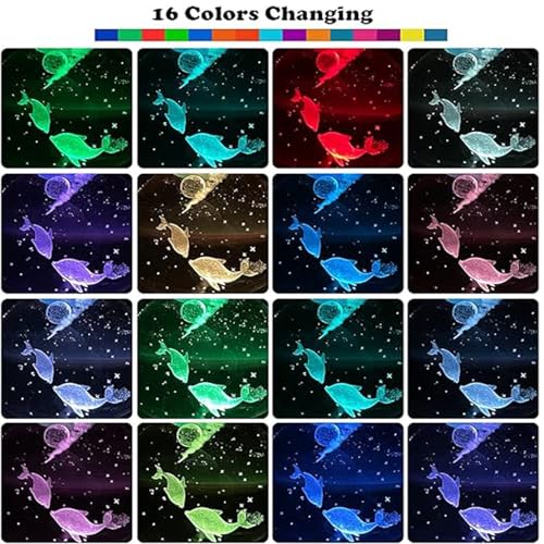 Image of 3D Crystal Ball Lamp with 16 Colors Changing LED Wooden Base - Solar System Night Light, Galaxy Lamps, Galaxy Crystal Ball Light with USB (RGB Dolphin)