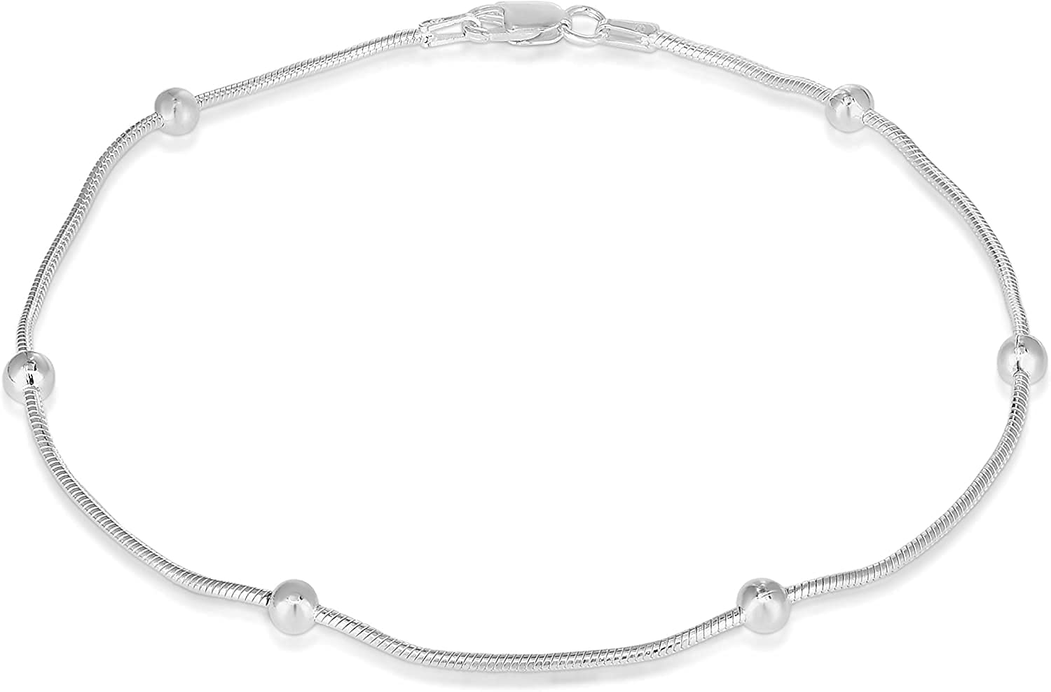 Savlano 925 Sterling Silver 9, 10 Inches Chain Anklet for Women Comes With a Gift Box