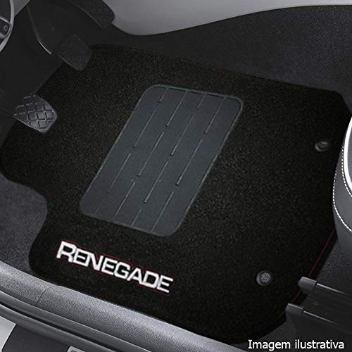 Jogo de Tapete Carpete Tevic Pinado Jeep Renegade 2018 19 Impermeável Lavável Logo Bordado 5 Peças