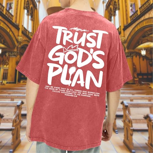 Image of BINTEHGS God Christian T Shirts for Men Jesus Faith Shirt Acid Wash Oversized Tees Bible Verse Graphic Vintage Tshirt