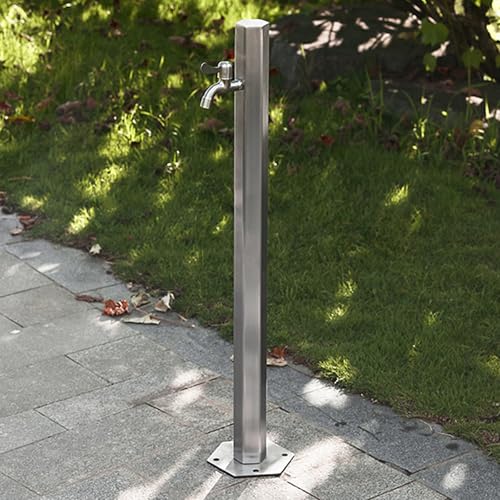 WNYAILLL Columna de Agua para jardín con Grifo, Fuente de Pie para Jardín Patio, Columna Dispensadora de Agua, para Riego y Lavado, Fuente distribuidora de Agua(Silver A)