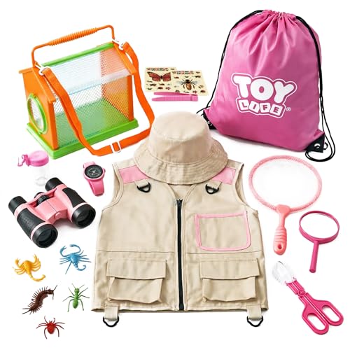 TOY Life Kids Explorer Kit with Bug Catcher for Kids, Bug Catching Kit with Bug Toys, Kid Safari Vest & Hat, Compass, Binoculars, Magnifying Glass, Educational Outdoor Toys Girls Kid Adventure Kit by TOY Life - Used condition - US$25.37