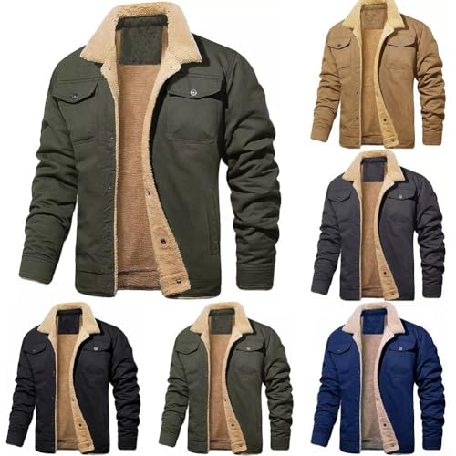 Manteau d'hiver homme marron veste cargo doublée polaire XL - 5