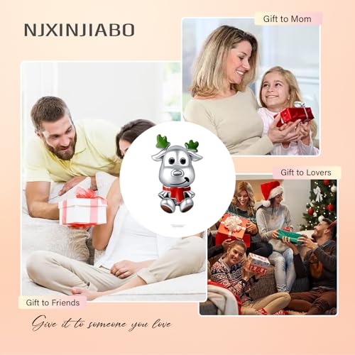 Image of Christmas Fawn Charms for Women Charm Bracelets, 925 Sterling Silver Mother's Day Halloween Birthday Christmas Jewelry Gift for Women