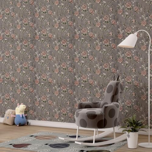 Image of CVD 3D PE Foam Self-Adhesive Wall Stickers | Grey Rose Wallpaper for Home, Hotel, Living Room, Bedroom & Cafe | DIY Decorative Panel (70 x 70 cm, Approx. 5.8 Sq. Feet, 1 Piece)