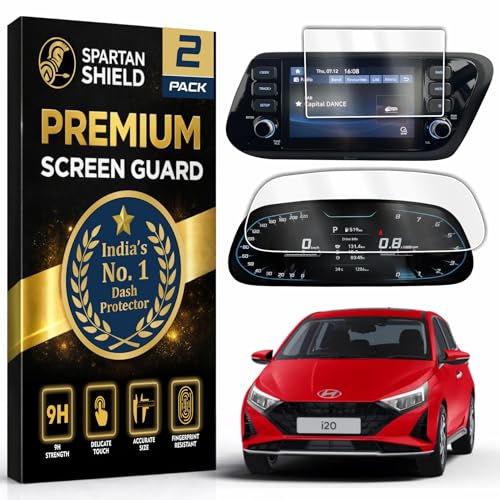Image of Spartan Shield {2 PACK} SCREEN GUARD For NEW HYUNDAI i20 2024+ || INFOTAINMENT + INSTRUMENT Cluster Protector || Anti Scratch | HD Clarity | Water Resistant || Hyundai Digital Touch Screen Accessory 2026 [Not Tempered Glass] (8-inch Combo)