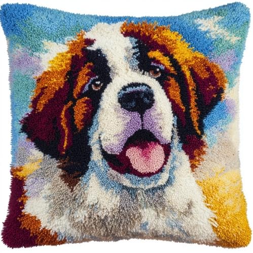 Kit de coussin à crochet Saint-Bernard 43x43cm pour housse de coussin DIY en toile imprimée