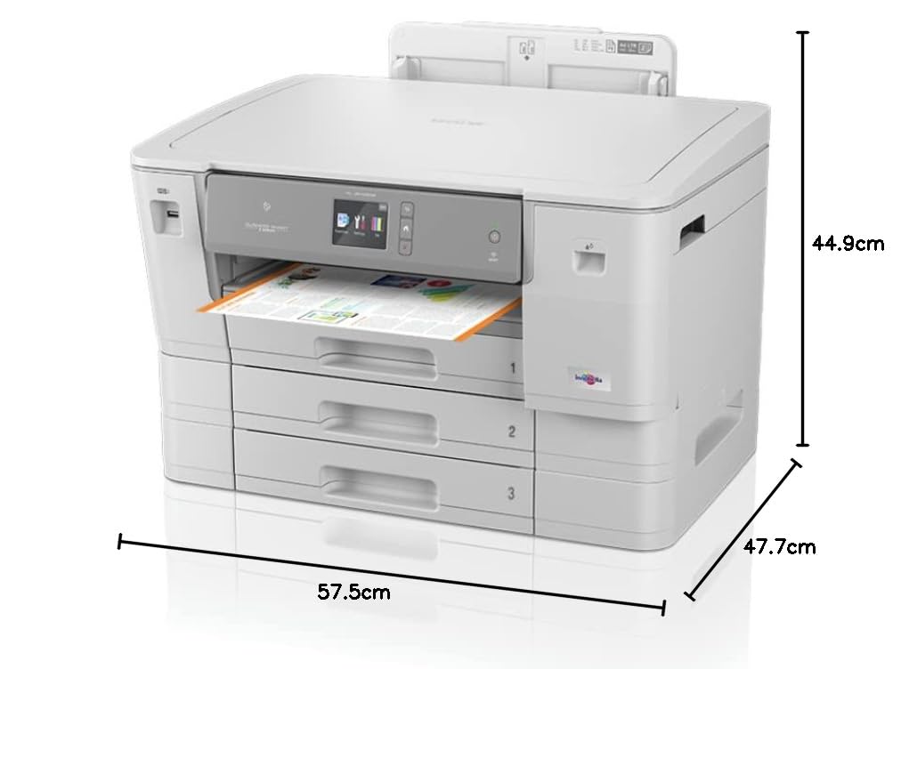 Brother HLJ6100DW Stampante Inkjet A3 a Colori con NFC, Rete Cablata e Wi-Fi, Duplex, 3 cassetti carta standard contenenti un totale di 750 fogli, Display Touchscreen a Colori 6.8 cm