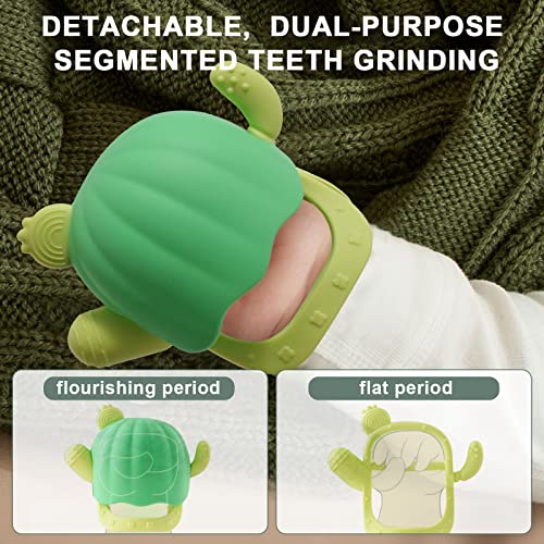 2 Packs Baby Teething Toys For Babies 0-6Month,Silicone Teether Toysfor Babies 3-12Month, With Storage Case Easy To Carry And Keep Clean, Sore Gums Relief Infant Teether (Pink + Green) #TOP4