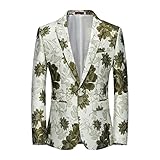 MOGU Mens Floral Blazer Slim Fit Fancy Sports Coat for Wedding Prom Party US Size 40 Dark Green