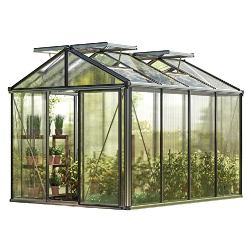 GFP Gewächshaus Diamas 22 Light 235x311 cm - 12 mm Doppelstegplatten - Farbe Aluminium Natur Grau