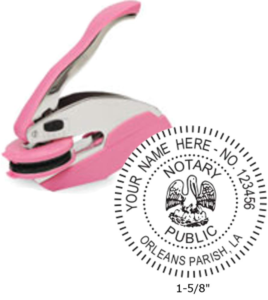 Hubco Pink Round Notary Seal Embosser | Louisiana