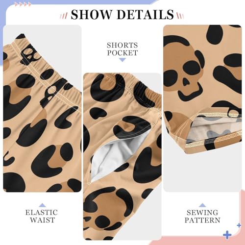 Boys' Pants Skull Leopard Yellow Halloween Long Bottoms Jogger Pants Elastic Waist Trousers with Pockets S-XL4