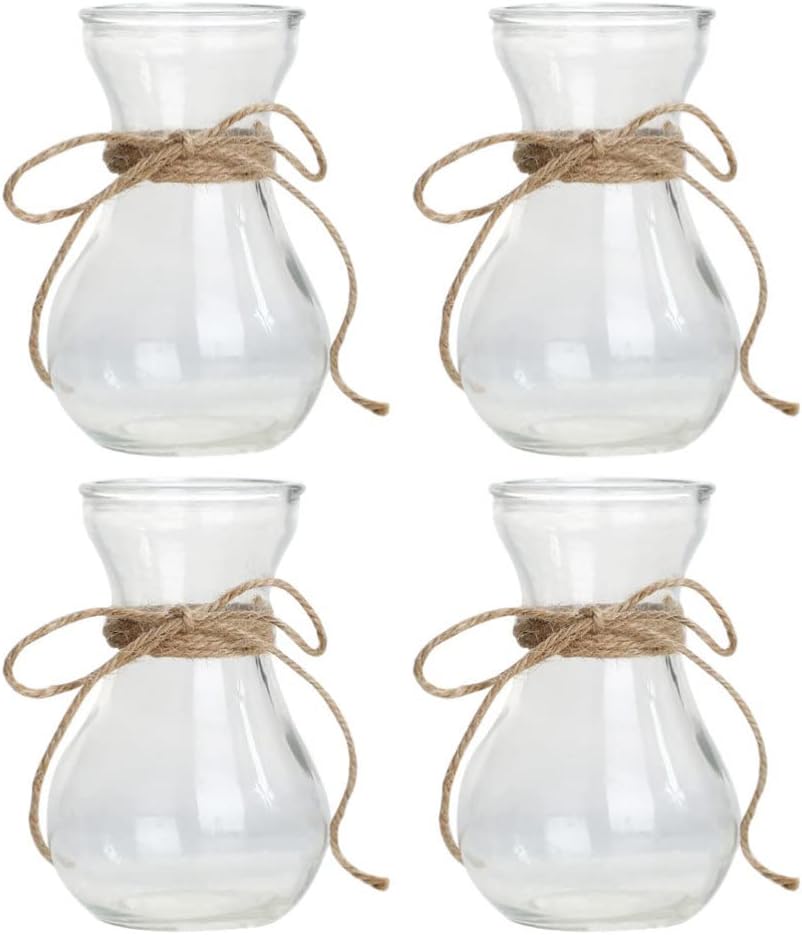 GANAZONO 4pcs Glass Flower Vase for Hydroponic Plants Simple Desktop Decor for Home Office Weddings and Events for Flower Arrangements and Centerpieces