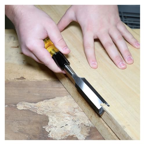 Image of GreatNeck 1 /4 in Wood Chisel for Carpentry and Joinery, 5 Inch Blade, High Carbon Steel, Steel Cap Acetate Handle, Made in USA Woodworking Tools