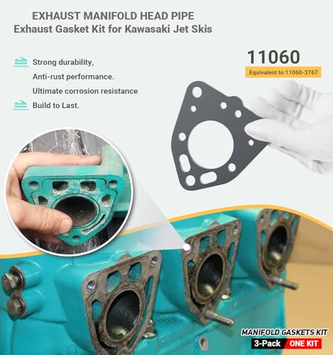 Image of Exhaust Gasket Repair Kit for Kawasaki Jet Ski 1100 ZXi, STX 1100, STX DI & Ultra 130 (1996-2004), Exhaust Head Pipe & Muffler Gaskets Replacement Set