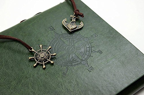 ToiM Pirate Theme Leatherette Cover Self-Adhesive Scrapbooking Photo Albums Memory Book Hand Made DIY Albums Adhesive Scrapbook (Green)