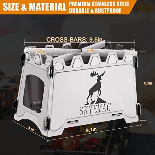 Camping Wood Burning Stove Portable - Folding Camp Stove Collapsible Backpacking Stove Stainless Steel Campfire Stove Outdoor Cooking Foldable Lightweight Stove For Picnic Hiking Bbq #TOP3