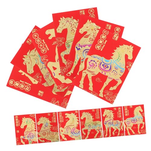 CAXUSD 72個年馬年 金箔入り新年赤封筒 祝福と幸運を込めた春節 結婚式用紅包 ポケット式お年玉袋